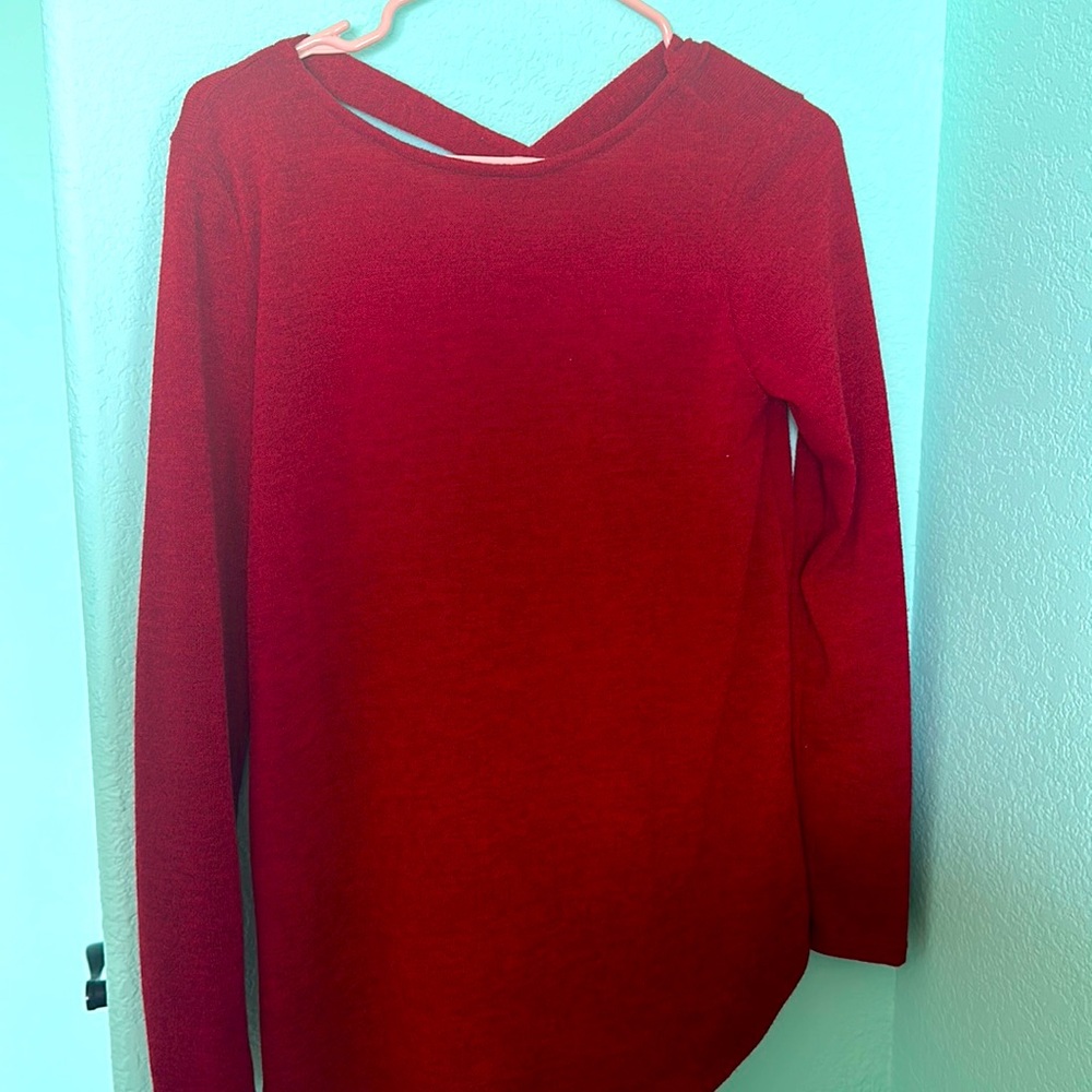 Red Criss Cross Back soft sweater never worn NWOT. So pretty and lightweight